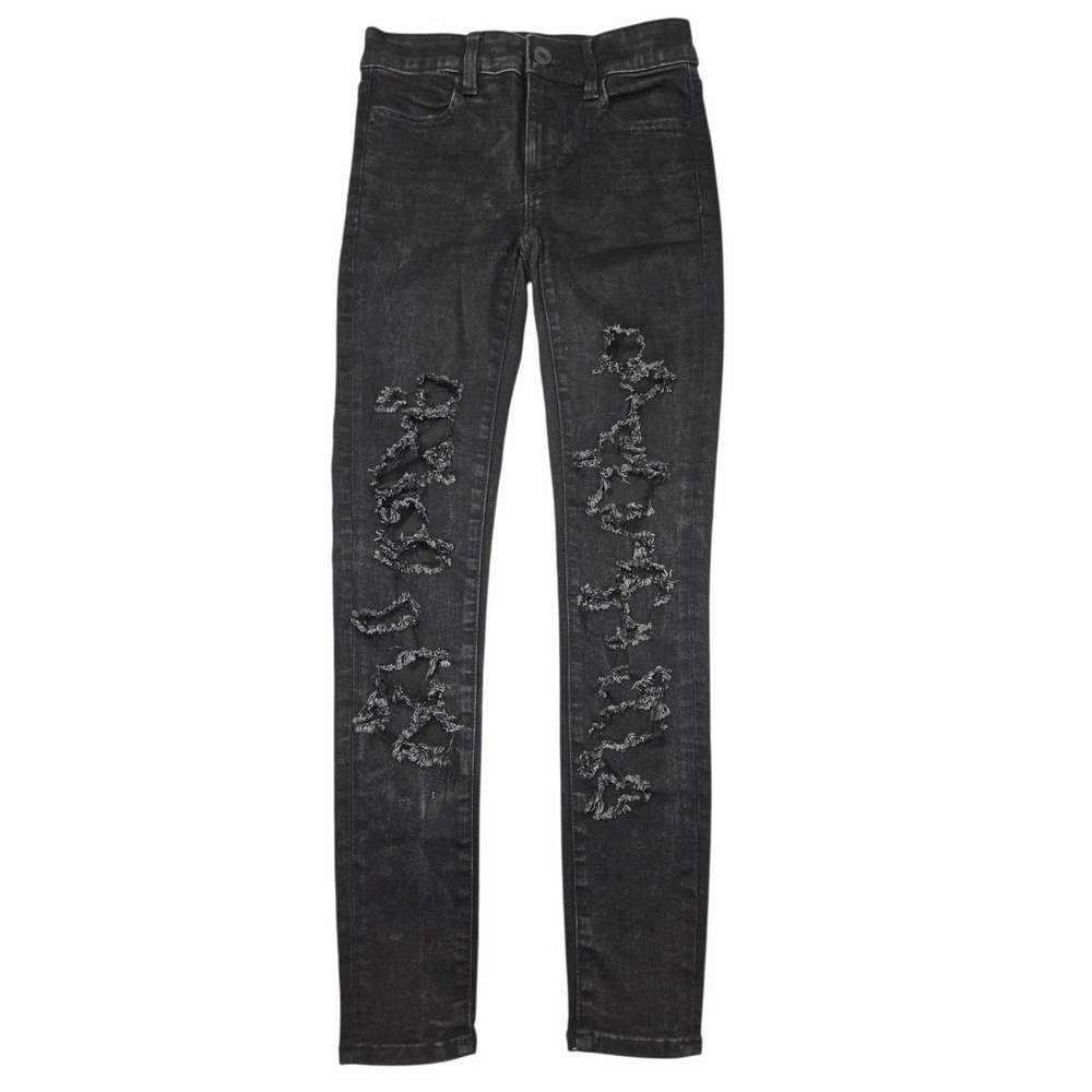 American Eagle Ne(x)t Level Stretch Jeggings Distressed Black Sz 0 Regular